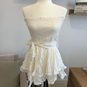 Elegant White Strapless Romper